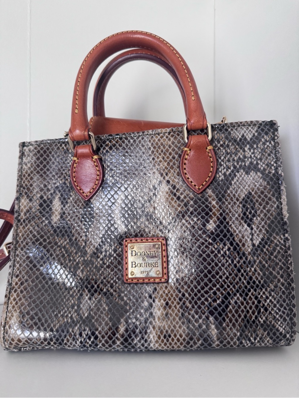Dooney Bourke Janine Python Snake Print Leather Mini Tote Satchel Crossbody Bag